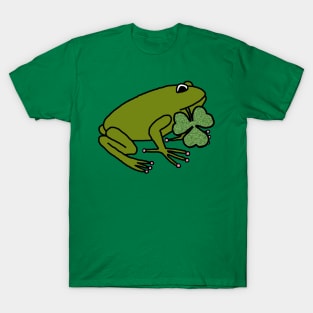 Frog Holding Shamrock for St Patricks Day T-Shirt